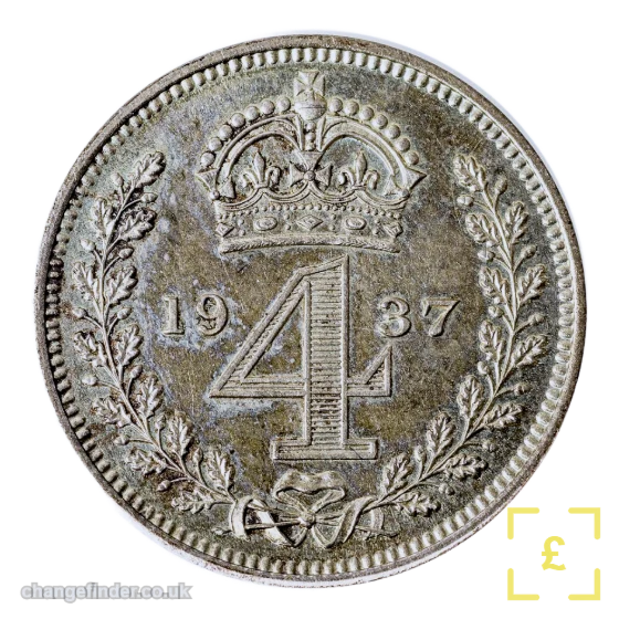 struck annually Maundy Fourpence — crowned numeral within wreath — 4d