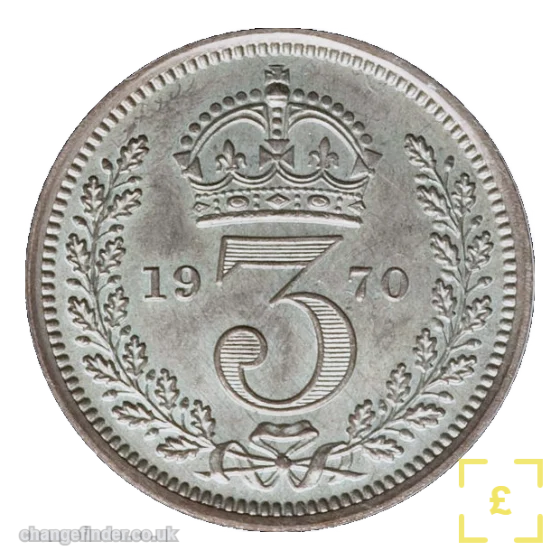 struck annually Maundy Threepence — crowned numeral within wreath