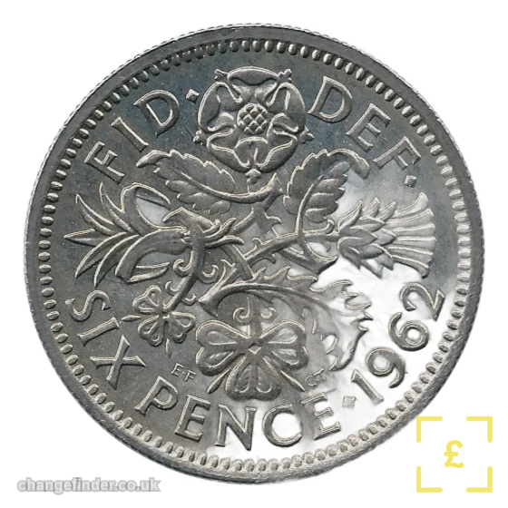 1551-1970 Crowned shields / interlinked emblems — Sixpence