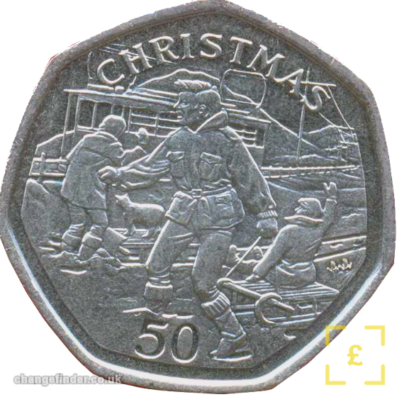 1995 Christmas - Children sledging/sledding — 50p
