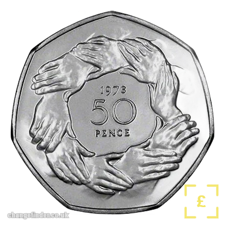 1973 EEC Accession (clasped hands / ring of nine hands) — 50p