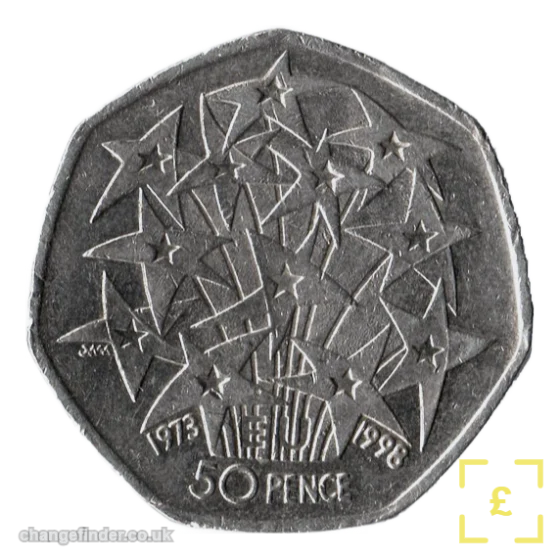 1998 25th Anniversary of EU Membership (radiating stars) — 50p
